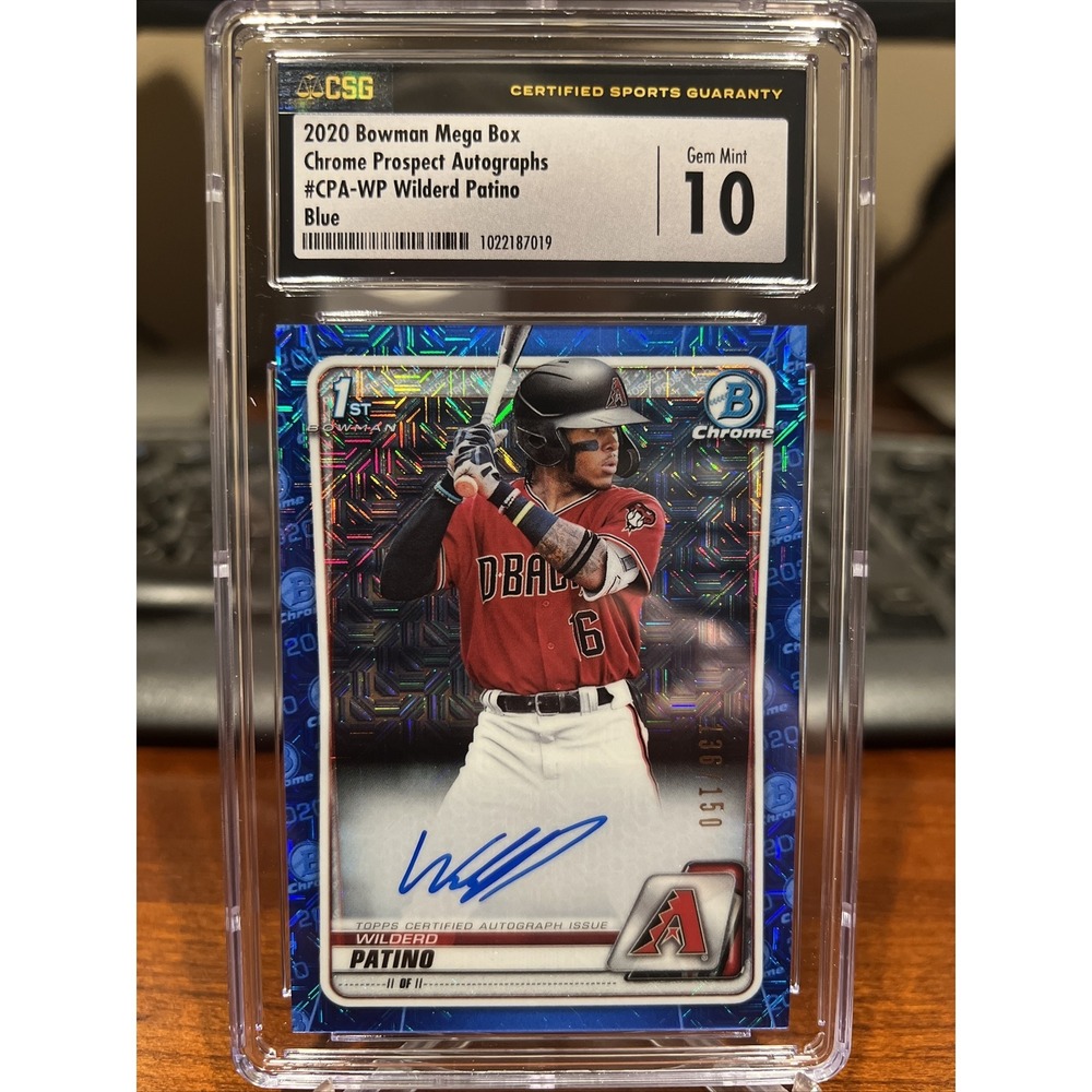 2020 Bowman Chrome Wilderd Patino Blue Mega Box Mojo Refractor Auto /150‎ CSG 10